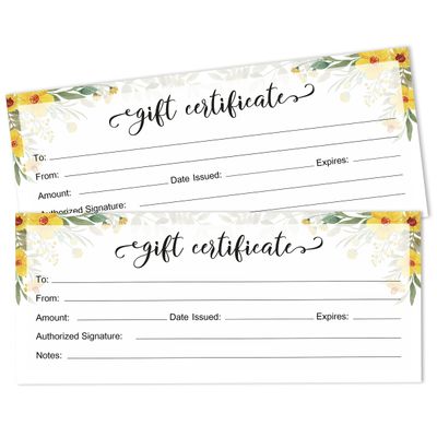 Certificados de Presente Tropicais em Branco — 45 Unid. para Negócios, Restaurantes, Spa, Salão, Casamento — 23 x 9,7 cm - Inkdotpot 22,86 Cm × 9,65 Cm / Branco