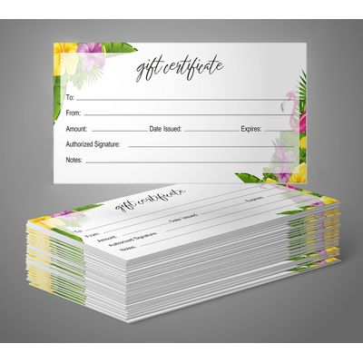 Certificados de Presente Tropicais em Branco — 45 Unid. para Negócios, Restaurantes, Spa, Salão, Casamento — 23 x 9,7 cm - Inkdotpot 22,86 Cm × 9,65 Cm / Branco