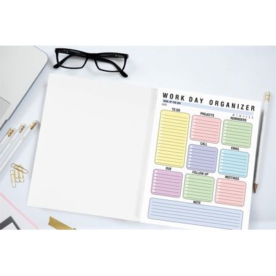 Planejador Diário de Trabalho e Organizador Pessoal - Casa/Escritório - 50 Páginas Sem Data para Tarefas - Bloco Destacável - Inkdotpot 21,59 Cm × 27,94 Cm / Multicolorido