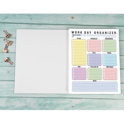 Planejador Diário de Trabalho e Organizador Pessoal - Casa/Escritório - 50 Páginas Sem Data para Tarefas - Bloco Destacável - Inkdotpot 21,59 Cm × 27,94 Cm / Multicolorido