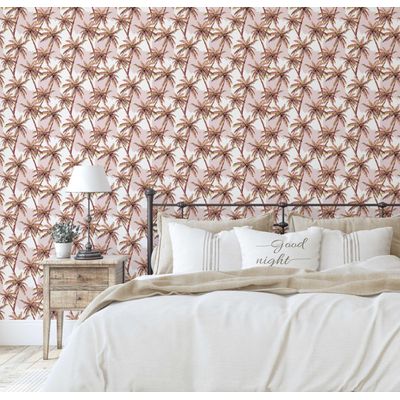 Papel de Parede Palmeira Marrom Vinílico Autoadesivo, Envelopamento Decorativo, Aplicação Fácil para Quarto e Sala - S4Sassy 63,5 cm (L) × 152,4 cm (C) / Marrom - Vinil Liso