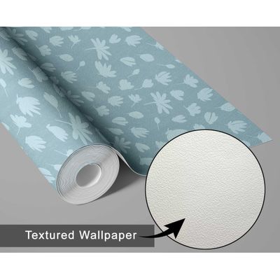 Papel de Parede Vinílico Autoadesivo Motivo Floral Chique Azul Impermeável Removível para Quartos, Salas e Armários - S4Sassy 63,5 cm (L) × 152,4 cm (C) / Azul - Vinil Texturizado