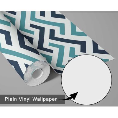 Papel de Parede Autoadesivo Estampa Zigzag Labirinto Verde, Vinílico Removível para Parede de Entrada, Solução Fácil de Decoração - S4sassy 63,5 cm (L) × 304,8 cm (C) / Verde - Vinil Liso