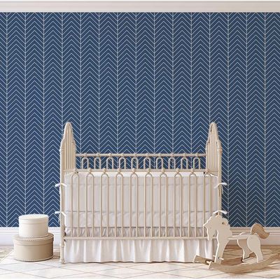 Papel de Parede Contact Decorativo, Linhas Geométricas, Impermeável, Azul, Removível, para Locatários, Quarto/Sala de Jantar - S4sassy 63,5 cm (L) × 914,4 cm (C) / Azul - Vinil Liso