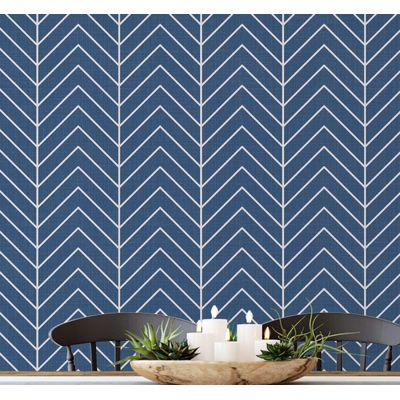 Papel de Parede Contact Decorativo, Linhas Geométricas, Impermeável, Azul, Removível, para Locatários, Quarto/Sala de Jantar - S4sassy 63,5 cm (L) × 914,4 cm (C) / Azul - Vinil Liso