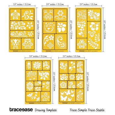 Traceease 5 Peças Moldes de Desenho Floral de Múltiplos Padrões para Scrapbooking, Design, Artesanato DIY e Suprimentos de Arte - IBA Crafts Amarelo