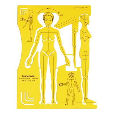Traceease Estêncil Contorno Feminino — Molde com Frente e Perfil para Prática de Esboço Proporcional e Planejamento de Layout - IBA Crafts Amarelo