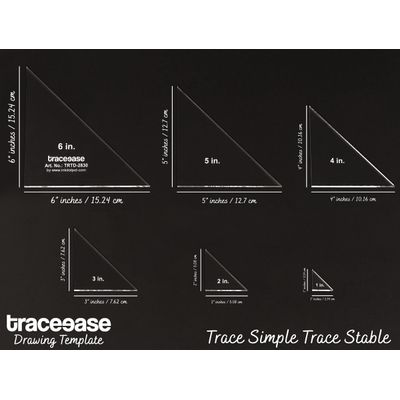 Conjunto com 6 Moldes Geométricos de Triângulo Retângulo 2,5/5/7,5/10/12,5/15 cm Régua-Estêncil para Medições 0,3 cm Espessura - Traceease Amarelo