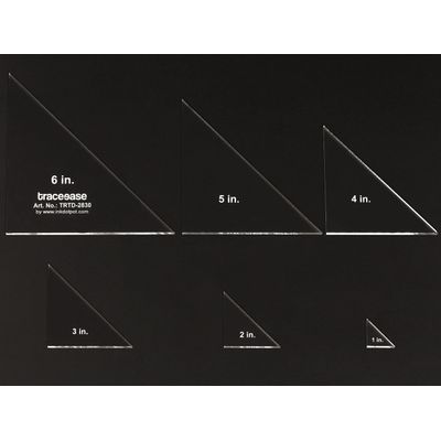Conjunto com 6 Moldes Geométricos de Triângulo Retângulo 2,5/5/7,5/10/12,5/15 cm Régua-Estêncil para Medições 0,3 cm Espessura - Traceease Amarelo