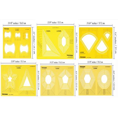 Kit 6 Peças de Estênceis de Patchwork, Régua para Máquina de Costura DIY, Ferramentas de Patchwork para Escritório e Escola - Traceease Amarelo