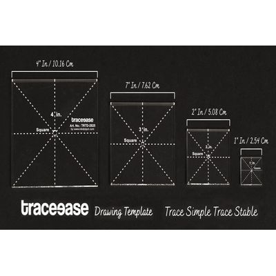 Estênceis Geométricos Quadrados 4 Peças 2,5/5,1/7,6/10,2 cm Régua Estêncil DIY para Medições Geométricas 0,3 cm de Espessura - Traceease Amarelo