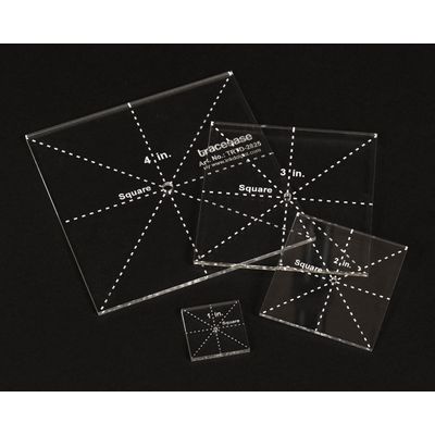 Estênceis Geométricos Quadrados 4 Peças 2,5/5,1/7,6/10,2 cm Régua Estêncil DIY para Medições Geométricas 0,3 cm de Espessura - Traceease Amarelo