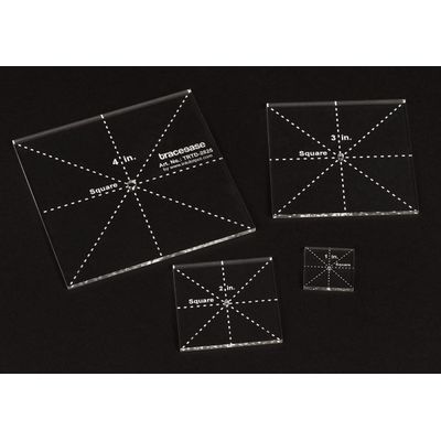 Estênceis Geométricos Quadrados 4 Peças 2,5/5,1/7,6/10,2 cm Régua Estêncil DIY para Medições Geométricas 0,3 cm de Espessura - Traceease Amarelo