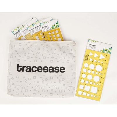 Traceease Estêncil Geométrico Multi-Padrões com Régua, Kit de Desenho para Escritório e Escola, 10 Peças - IBA Crafts Amarelo
