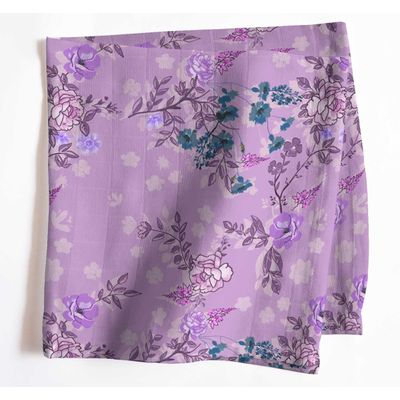 Guardanapos de Muselina de Algodão Jardim de Lavanda, Conjunto de 12, 51x51 cm, Estampa Floral, Lavável à Máquina - Vargottam 50,8 Cm × 50,8 Cm – Pacote Com 12 Peças / Roxo