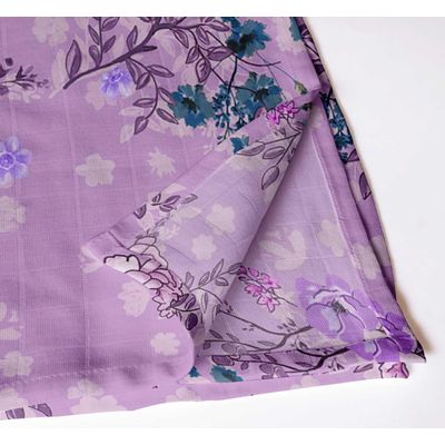 Guardanapos de Muselina de Algodão Jardim de Lavanda, Conjunto de 12, 51x51 cm, Estampa Floral, Lavável à Máquina - Vargottam 50,8 Cm × 50,8 Cm – Pacote Com 12 Peças / Roxo
