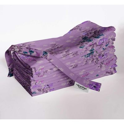 Guardanapos de Muselina de Algodão Jardim de Lavanda, Conjunto de 12, 51x51 cm, Estampa Floral, Lavável à Máquina - Vargottam 50,8 Cm × 50,8 Cm – Pacote Com 12 Peças / Roxo