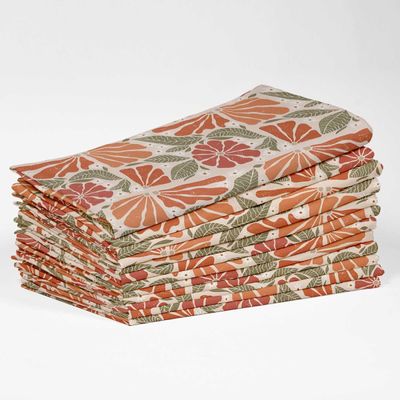 Guardanapos Canvas Algodão Premium 12 un., 51 cm, Aquarela Laranja, Grossos p/ Jantares & Ocasiões - Macios, Laváveis - Vargottam 50,8 Cm × 50,8 Cm – Pacote Com 12 Peças / Laranja