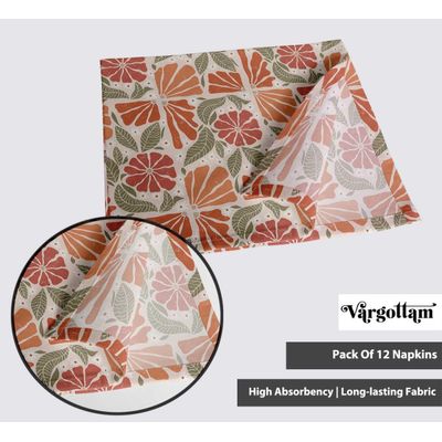 Guardanapos Canvas Algodão Premium 12 un., 51 cm, Aquarela Laranja, Grossos p/ Jantares & Ocasiões - Macios, Laváveis - Vargottam 50,8 Cm × 50,8 Cm – Pacote Com 12 Peças / Laranja