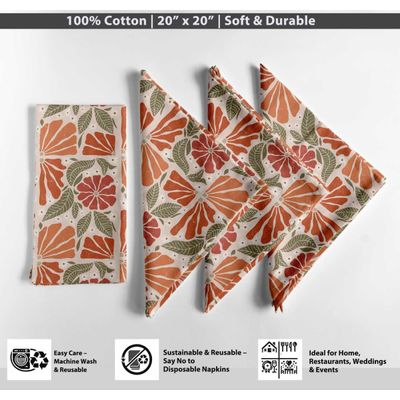 Guardanapos Canvas Algodão Premium 12 un., 51 cm, Aquarela Laranja, Grossos p/ Jantares & Ocasiões - Macios, Laváveis - Vargottam 50,8 Cm × 50,8 Cm – Pacote Com 12 Peças / Laranja