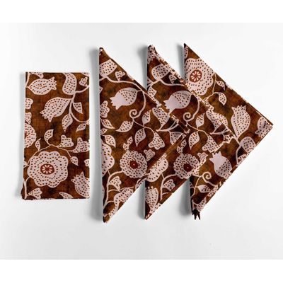 Guardanapos de Algodão Canvas Luxo, Conjunto de 12, 51 cm, Estampa Folhas Marrons, Grossos, Absorventes e Laváveis à Máquina - Vargottam 50,8 Cm × 50,8 Cm – Pacote Com 12 Peças / Marrom