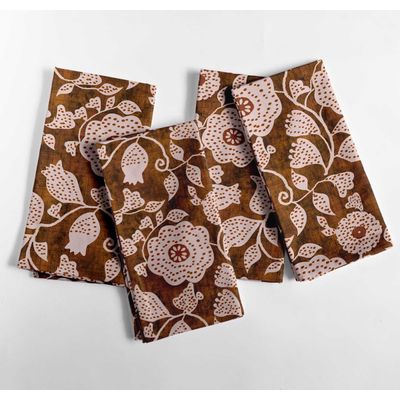 Guardanapos de Algodão Canvas Luxo, Conjunto de 12, 51 cm, Estampa Folhas Marrons, Grossos, Absorventes e Laváveis à Máquina - Vargottam 50,8 Cm × 50,8 Cm – Pacote Com 12 Peças / Marrom