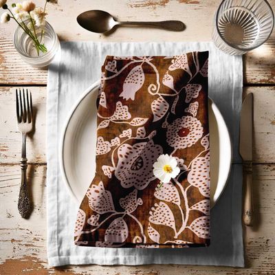 Guardanapos de Algodão Canvas Luxo, Conjunto de 12, 51 cm, Estampa Folhas Marrons, Grossos, Absorventes e Laváveis à Máquina - Vargottam 50,8 Cm × 50,8 Cm – Pacote Com 12 Peças / Marrom