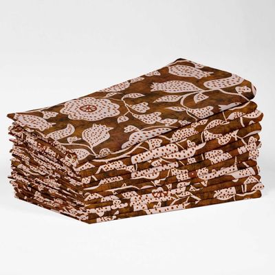 Guardanapos de Algodão Canvas Luxo, Conjunto de 12, 51 cm, Estampa Folhas Marrons, Grossos, Absorventes e Laváveis à Máquina - Vargottam 50,8 Cm × 50,8 Cm – Pacote Com 12 Peças / Marrom