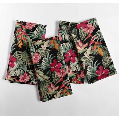 Guardanapos Canvas de Algodão Multicolor, Jogo 12, 51 cm, Estampa Tropical, Grosso Premium, Absorventes e Laváveis à Máquina - Vargottam 50,8 Cm × 50,8 Cm – Pacote Com 12 Peças / Multicolorido