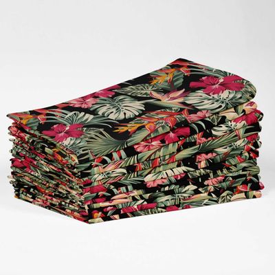 Guardanapos Canvas de Algodão Multicolor, Jogo 12, 51 cm, Estampa Tropical, Grosso Premium, Absorventes e Laváveis à Máquina - Vargottam 50,8 Cm × 50,8 Cm – Pacote Com 12 Peças / Multicolorido