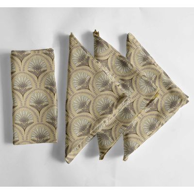 Conj. de 12 Guardanapos Musselina Algodão Tropical 51×51 cm Bege Motivos de Selva, Prim/Verão, Festas, Uso Diário, Lav. à Máq. - Vargottam 50,8 Cm × 50,8 Cm – Pacote Com 12 Peças / Bege