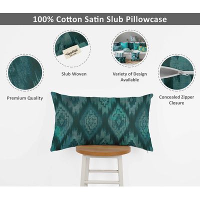 Capa de Almofada Decorativa Estampada com Tema Azul, Fronha Decorativa - Vargottam 30,48 Cm × 50,8 Cm – Retangular / Azul