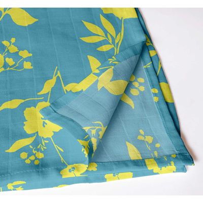 Guardanapos de Musselina de Algodão Verde-Azulado, Conjunto de 12, 51x51 cm, Floral Amarelo Ensolarado, Lavável à Máquina - Vargottam 50,8 Cm × 50,8 Cm – Pacote Com 12 Peças / Azul