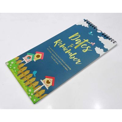 Calendário Perpétuo Casinha de Pássaro para Parede, Lembrete de Aniversário e Eventos, Folha Dourada, Diário/Organizador/Cartão - Inkdotpot 27,94 Cm × 13,72 Cm / Azul