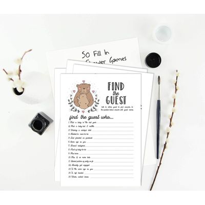 50 Cartões Alfabeto ABC para Bebê com Urso Tema Animal Neutro de Gênero Suprimentos para Festa - Inkdotpot 12,7 Cm × 17,78 Cm / Branco - Encontre o Convidado