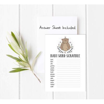 50 Cartões Alfabeto ABC para Bebê com Urso Tema Animal Neutro de Gênero Suprimentos para Festa - Inkdotpot 12,7 Cm × 17,78 Cm / Branco - Jogo de Palavras do Bebê