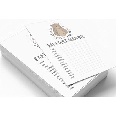50 Cartões Alfabeto ABC para Bebê com Urso Tema Animal Neutro de Gênero Suprimentos para Festa - Inkdotpot 12,7 Cm × 17,78 Cm / Branco - Jogo de Palavras do Bebê