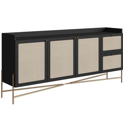 Balcão Buffet 183cm Com Pés De Metálicos Oslo - Nero