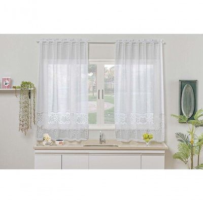 Cortina De Janela Uva Em Renda Para Varão Simples 2,00m X 2,50m 100% Poliéster - Uva
