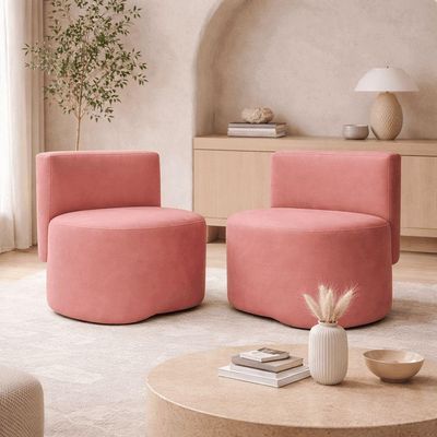 Kit 2 Puff Feijão Curvo Orgânico Redondo Com Encosto Sala Quarto Resistente Confortável Suede Rosa