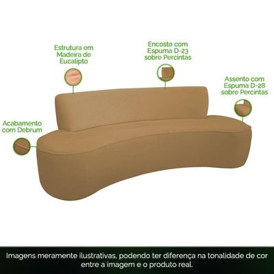 Sofá Orgânico 02 Lugares 150cm Mônaco Bouclé Camel Claro - Nexta Casa