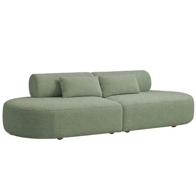 Sofá Orgânico Horizonte 4 Lugares 230cm Bouclé Verde Claro - Nexta Casa