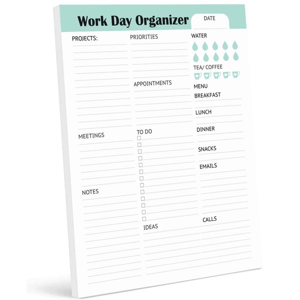Planejador Diário de Trabalho e Organizador Pessoal - para Casa e Escritório - 50 Páginas Sem Data - Bloco Rasgável de Tarefas - Inkdotpot 14,73 Cm × 20,83 Cm / Branco
