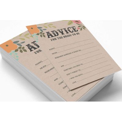50 Cartões de Jogo Quadrados em Branco para Chá de Noiva/Despedida de Solteira Ideias de Presente Kraft Rústico Floral a Granel - Inkdotpot 12,7 Cm × 17,78 Cm / Bege - Cartão de Conselho