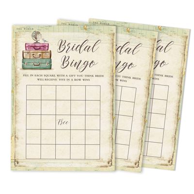 Cartões Quadrados em Branco para Chá Nupcial e Despedida de Solteira, Preenchíveis, 50 Unidades para Jogo de Viagem - Inkdotpot 12,7 Cm × 17,78 Cm / Amarelo - Bingo da Noiva