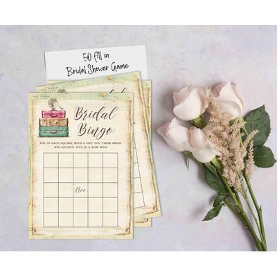 Cartões Quadrados em Branco para Chá Nupcial e Despedida de Solteira, Preenchíveis, 50 Unidades para Jogo de Viagem - Inkdotpot 12,7 Cm × 17,78 Cm / Amarelo - Bingo da Noiva