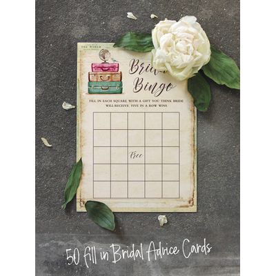 Cartões Quadrados em Branco para Chá Nupcial e Despedida de Solteira, Preenchíveis, 50 Unidades para Jogo de Viagem - Inkdotpot 12,7 Cm × 17,78 Cm / Amarelo - Bingo da Noiva