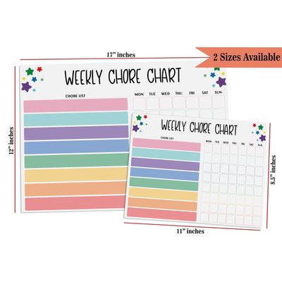 Quadro Magnético Semanal para Geladeira, Comportamento e Responsabilidade Infantil Apagável com 2 Canetas Ponta Fina e Apagador - Inkdotpot 21,59 Cm × 27,94 Cm / Multicolorido