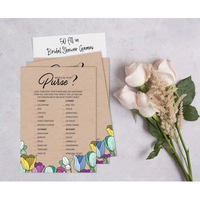50 Cartões Quadrados Kraft Florais Rústicos em Branco para Preencher Ideias de Presente - Chá de Casamento e Despedida - Inkdotpot 12,7 Cm × 17,78 Cm / Bege - O Que Tem na Sua Bolsa