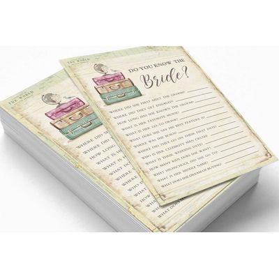 Cartões Quadrados em Branco para Chá Nupcial e Despedida de Solteira, Preenchíveis, 50 Unidades para Jogo de Viagem - Inkdotpot 12,7 Cm × 17,78 Cm / Amarelo - Quiz da Noiva